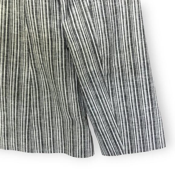 1. State Women's Striped Linen Blazer Jacket Size 6 White Grey Striped Office - Picture 7 of 12